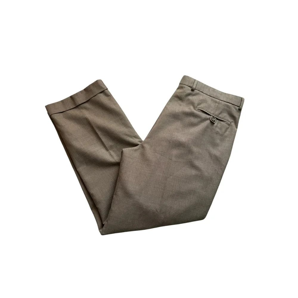 Dockers Men's Dress Pants 38x32 Brown Pleated Relaxed Fit‎ Wool Blend